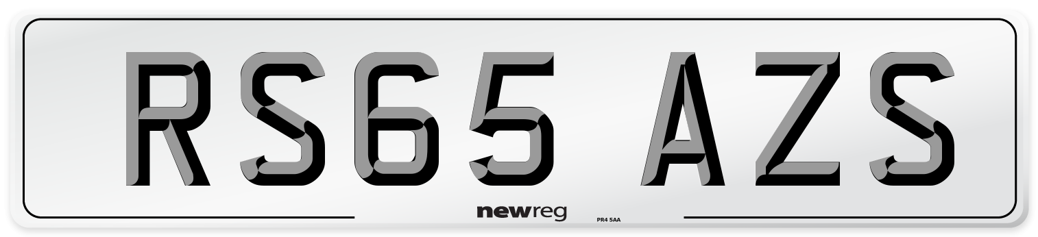 RS65 AZS Number Plate from New Reg